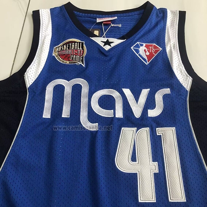 Camiseta Dallas Mavericks Kyrie Irving #41 Hall of Fame Mitchell & Ness 1998 Azul